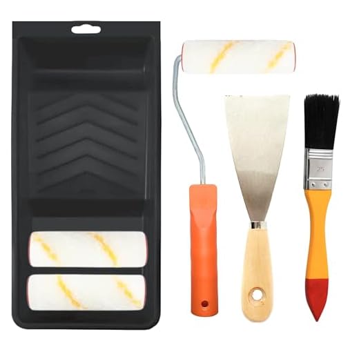 Set Rodillo Pintura Pared. Incluye Rodillo Antigoteo para Pintar, 2 Recambios de Rodillos para Pintar Paredes, Cubeta Pintura, Brocha y Espátula. Kit Pintura Pared Completo para Decoración del Hogar
