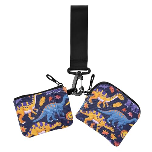 Spooky Season Jurassic T-rex Women's Wallets Card Cases Large Capacity Credit Card Wallet Organizer with Zipper Coin Pocket for Lady 2 Packs