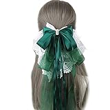A'sTool リボン 髪飾り 大きめリボン バレッタ ヘアアクセサリー ゴスロリ ロリータ レース ヘアアクセ ドレス 赤 ピンク 青 黒 白 緑 (グリーン 2)