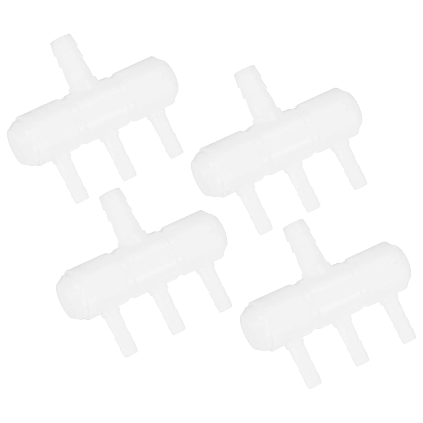 M METERXITY 4-Pack Rake-Shaped Hose Joint Air Discharge Diverter, 3-Way Outlet Barb Hose Fitting Connector for Agricultural Irrigation, Pressure Resistance [Transparent]