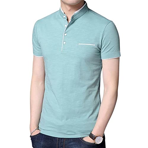 Image of Cotton Mandarian Collar T-Shirt for Men Pack of 1 (Size-S, M, L, XL, XXL)