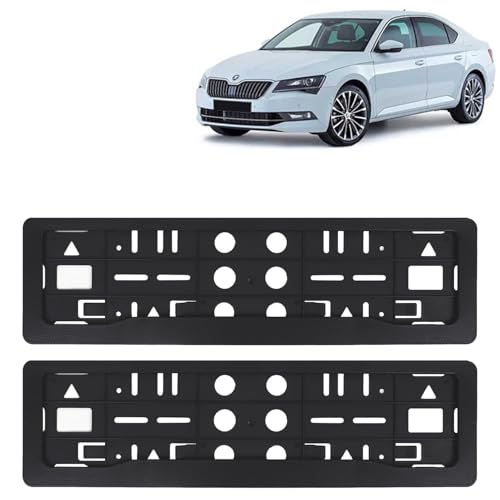 Image of KINGSWAY Superb Car Number Plate Frames for All 2020 to 2023 Models of Skoda Car Registration Plate Holders, Black Licence Plate Covers (Front and Rear), Universal Size 51.5 x 14.5 cm