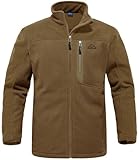 Rdruko Men's Fleece Jackets Full Zip Lightweight Outdoor Hiking Jackets Winter Coats(Brown, US L)