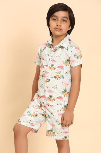 Image of Boys Printed Casual Shirt Short Sleeve Button Down Beach Shirt for Kids