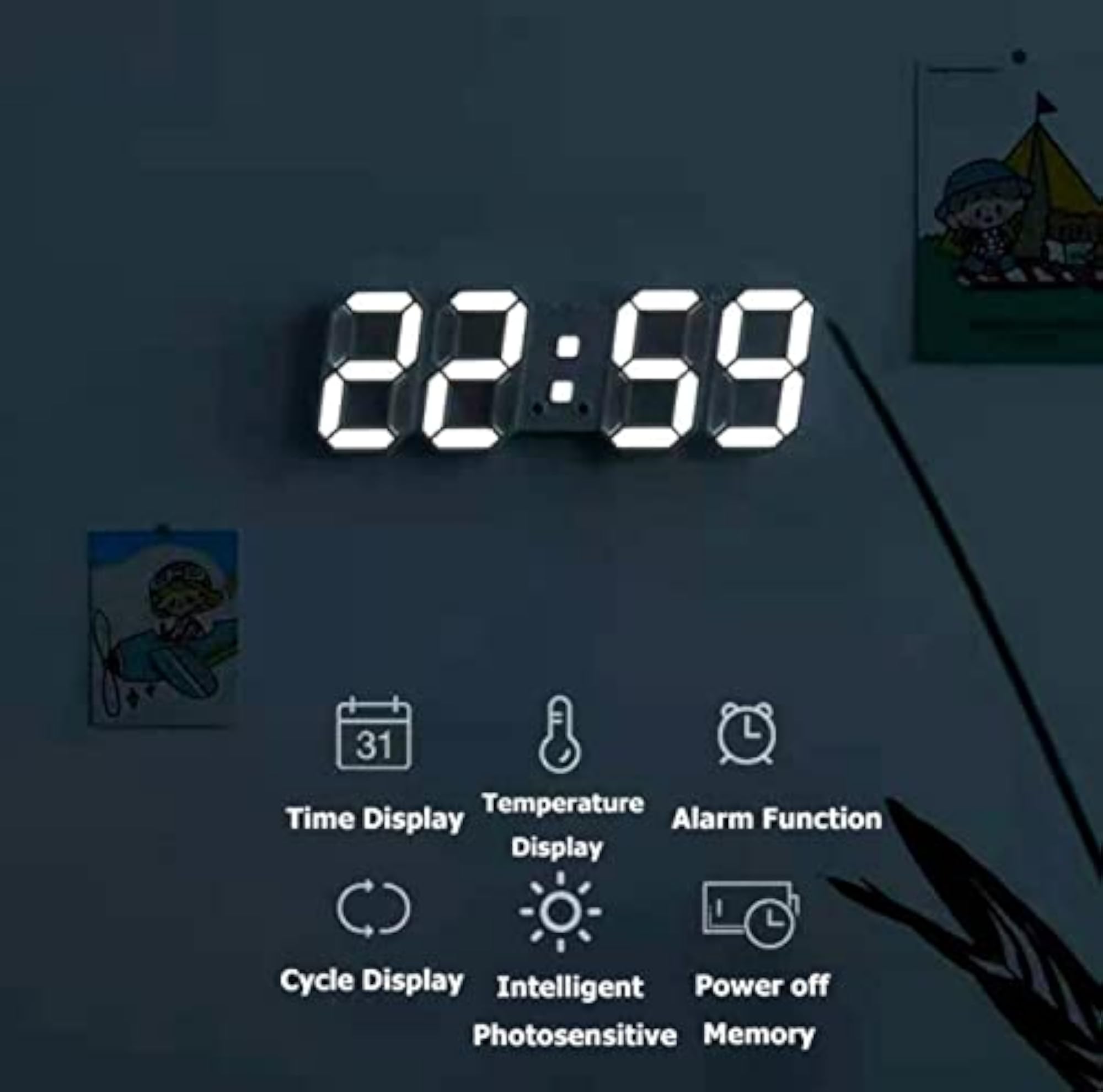 Acrylic Digital LED Display Number Clock, Table Wall Hanging Alarm Clock
