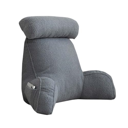 PROHEL Teddy Fluffy Warm Upgrade Reading Backrest with Neck Pillow for Reading Watching TV, Soft Arms Lumbar Wrist Support Cushion Bed Rest Pillow, Removable Washable Cover
