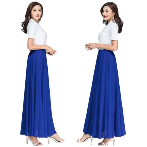 Women's Bohemian Elastic Waist Band Pleated Retro Maxi Long Skirt Dress3