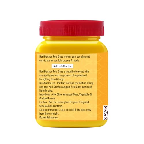 Image of Hari Darshan Anupam Puja Ghee | Premium Puja Ghee for Havan Essential Lighting Diya Festival Rituals | Pure Ghee for Puja Spiritual Offerings Non-Edible | Pack of 2 (200g Each)