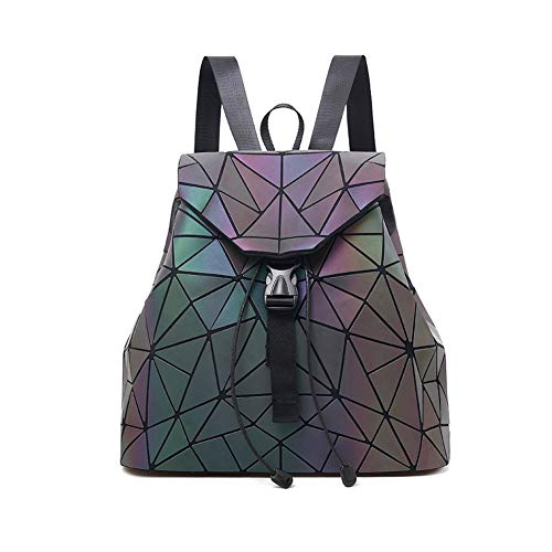 goooods Geometrischer Lingge-leuchtender greller Regenbogen-holographischer Scherbe-Gitter-Reise-Mode-umweltfreundlicher lederner Rucksack-Schulter-Beutel-Rucksack (1#)