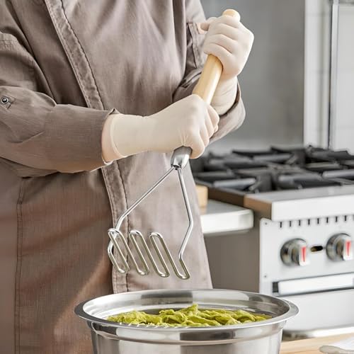 Ocs Parts 3MP0330 Pro Chef Series 18-Inch Square Potato Masher With Wood Handle | Heavy Duty Chrome Plated Food And Potato Masher thumb #1