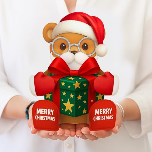Carte de Noël pop-up ours 3D et mini carte de voeux originale pour enfant et femme