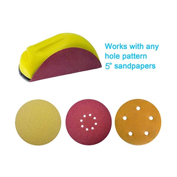 Creatck Tockrop Handschleifblöcke, rund, Maus, 12,7 cm, für 12,7 cm Klett-Scheiben, ideal für Holzmöbel, Restaurierung… – Bild 6