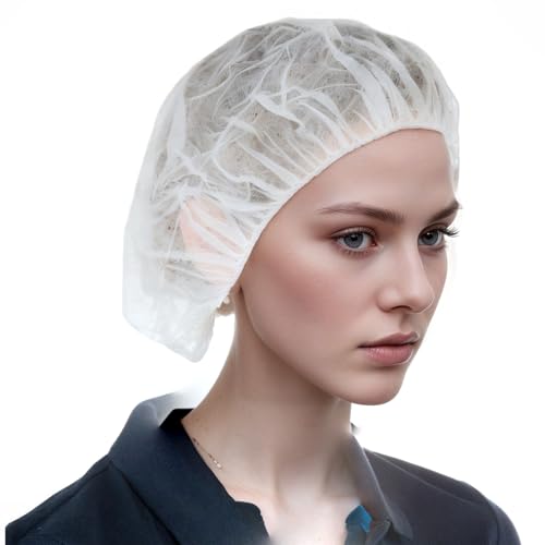 Cleaing 24 Inch Disposable Bouffant Cap White 100 Pack Hair Net