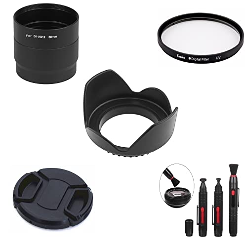 SK45 58mm de diámetro de la cámara conjunto conjunto de kit de lente capó filtro UV cepillo adaptador anillo tubo para Canon PowerShot G10 G11 G12 cámara