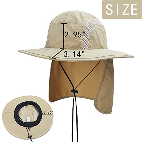 Tnffna Upf50+ Full Wide Brim Fishing Hat With Neck Flaps For Men Women, Sun Protection Outdoor Bucket Foldable Sunhat (Grey) #TOP2