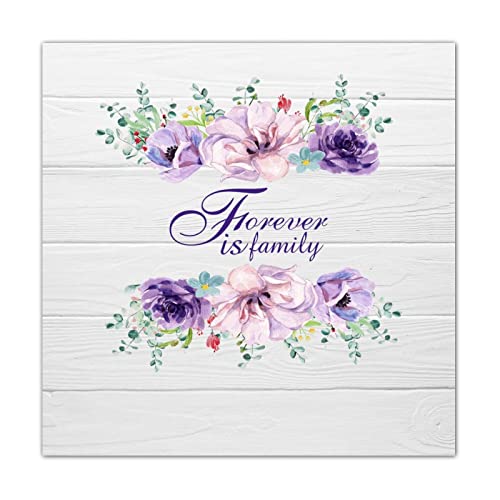 Panneau vertical en bois Forever Is Family decoration de ferme fleurs