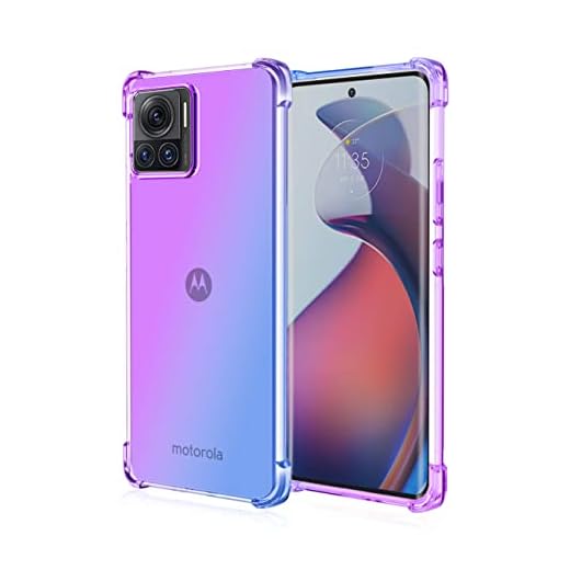 Capa para Motorola Moto Edge 30 Ultra Capinha - apa colorida gradiente à prova de quedas com protetor de tela temperado - Roxo e Azul