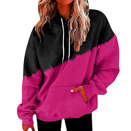 Generisch Kapuzenpullover für Damen, süßes Hundemotiv, Fauststoß-Grafik, langärmelig, Übergröße, Kapuzenpullover mit Taschen Hoodies Damen Pullover Sweatshirt