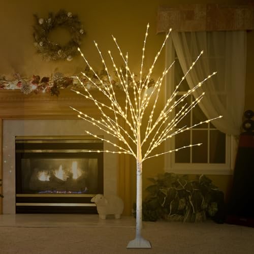 2Pack 4FT Lighted Birch Tree with 400 LED Warm White Lights, 8 Modes, Timer Remote Faux Prelit Twig Christmas Tree, Light Up Trees for Indoor Outdoor Xmas Holiday Party Decoration — view 6