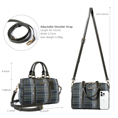 Image of Angel Kiss Women Satchel Purses and Handbags Vegan Leather Boston Barrel Bag Top Handle Shoulder Purse with Crossbody Strap | Vegan Leather