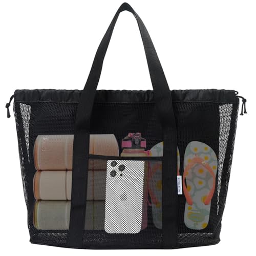 Jortmrd Borsa da Spiaggia Grande, Borsa Mare XXL Pieghevole, Borsa Mare Donna con Cerniera, Chiusura a Coulisse con Borsa PVC Impermeabile, Pratica per Vacanze Mare, Viaggi, Shopping e Picnic