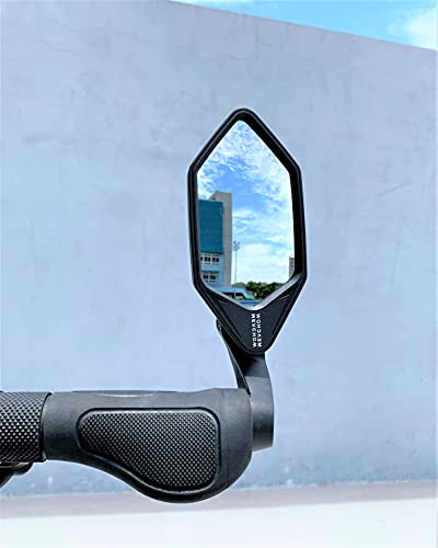 Image of New Bar End Bike Mirror, Crystal UHD Automotive Grade Glass Lens E-Bike Mirrors, Scratch Resistant, Safe Rearview Mirrors, (Blue Right Side) ME-022RB