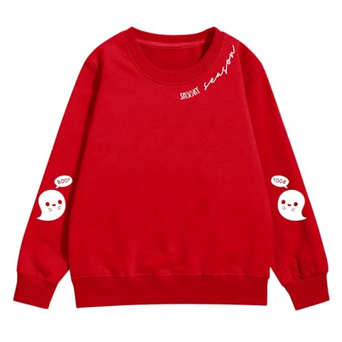 Halloween Sweatshirts for Girls Ghost Print Oversized Crewneck Tops Teen Preppy Clothes Winter Spooky Season Sweater4