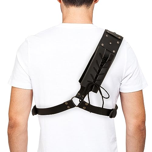 Medieval Sword Back Holster Cosplay Sword Belt Frog Adjustable Sword Back Holder Shoulder Sword Sheath Renaissance Viking Pirate Sword Frog Warrior Samurai witcher Costume Armor Weapons Accessory
