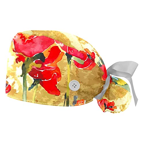 Casquettes de travail respirantes JDEZ motif fleur de coquelicot