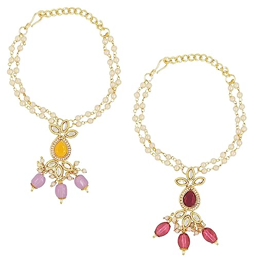 Image of I Jewels Womens Designer Pearl Rakshabandhan Lumba Bracelet For Bhabhi /Sister