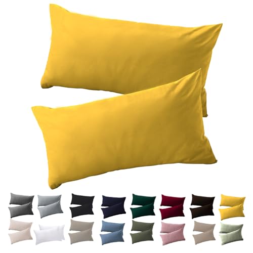 Soifix Kissenbezug 40x60 2er Set - Gelb kopfkissenbezug Für Kissen 40 x 60...