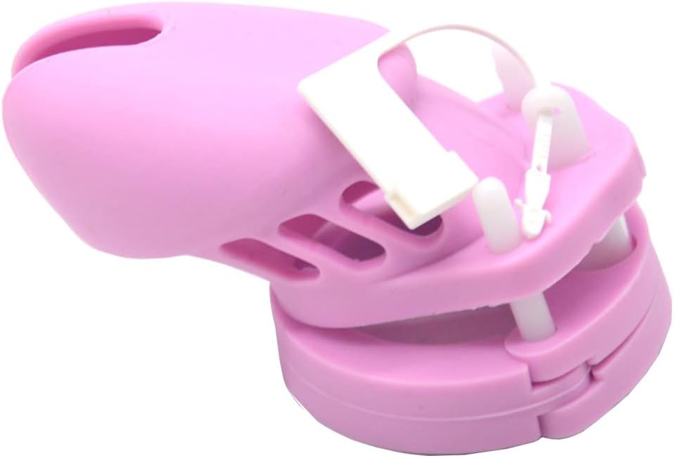 Silicone Soft CB Male Chastity Device Cock Cage with 5 Cock Ring Sex Toys for Men 6 Colors Available QC1 (CB6000S -Short cage, Light Pink)