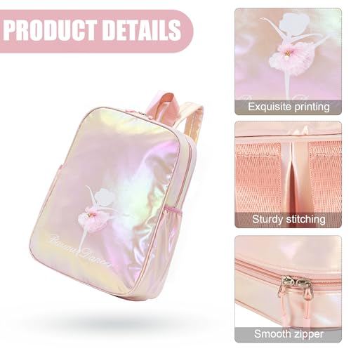 Laser Balletttasche Pink Ballerina Umhängetasche Prinzessin Tanztasche Kinder Schultasche Schuhe Tanzkleidung Aufbewahrung Rucksack Kleine Duffel Tasche für Tägliche Verwendung Tanz Gymnastic Travel