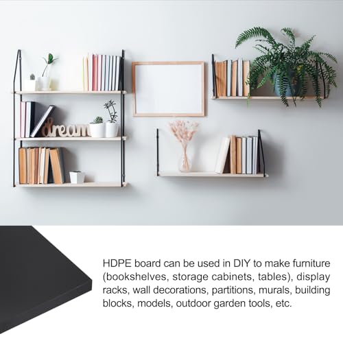 Image of 6 inch x 6 inch x 1 /2 inch HDPE Plastic Sheet, High Density Polyethylene Sheet Cutting Board Black Solid Block, [for DIY, Home Floor]