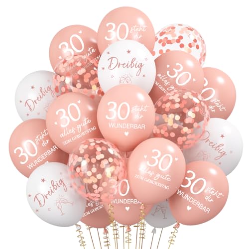 30. Geburtstag Frauen deko 30 Stück Luftballons 30 Jahre Rosegold 30. Geburtstag Deko Frauen 30er Geburtstagdeko Set Alles Gute zum Geburtstag Ballons Party Deko Supplies 30th Birthday Deko