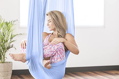 PINC Active Silk Aerial Yoga Swing & Hammock Kit for Improved Yoga Inversions, Flexibility & Core Strength - Blue - Thumbnail 2