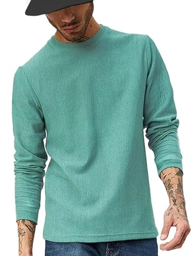 Image of LEOTUDE Men's Regular Fit Cottonblend Full Sleeve Textured Solid T-Shirt for Men (Color Grey)