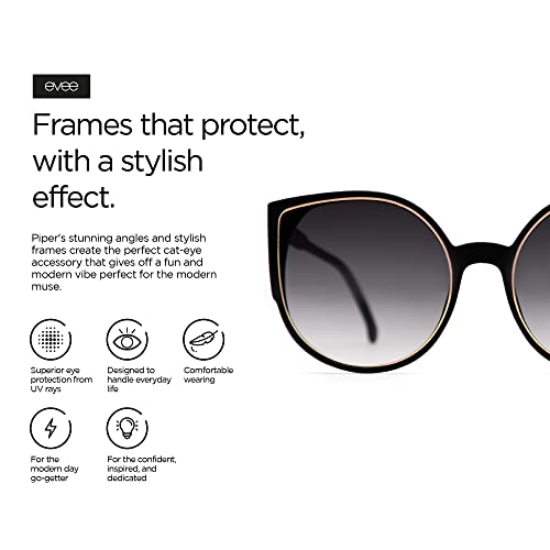 EVEE Oversize Flat Cat-Eye Retro Sunglasses with Metal Rim Accent Front and Reflective Lens (Piper)4