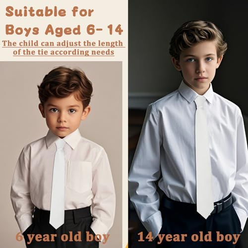 Adjustable Glossy Self Ties for Boys Kids, Solid Color Boys Tie for School Wedding Party Graduation Formal Banquet4