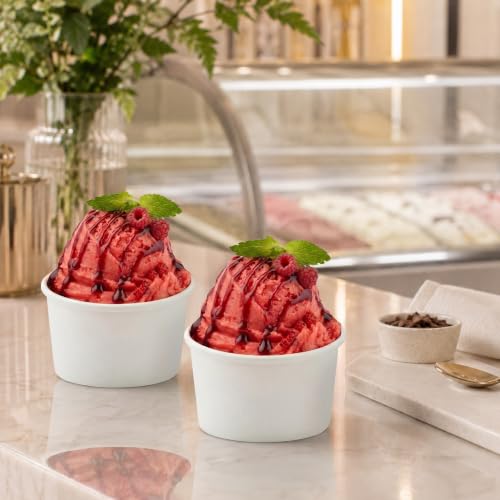 Image of Coppetta 5-Ounce Dessert Cups, 50 Disposable Ice Cream Cups - Lids Sold Separately, Sturdy, White Paper Frozen Yogurt Bowls, For Hot And Cold Foods, Perfect For Gelato Or Mousse - Restaurantware