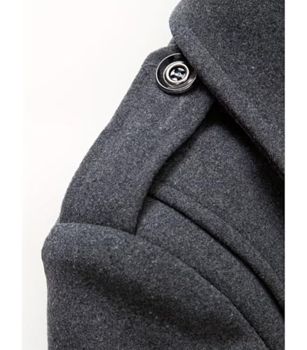 Image of INVACHI Men's Wool Blend Coat Single Breasted Trench Coat Thermal Business Winter Coat with Removeable Collar