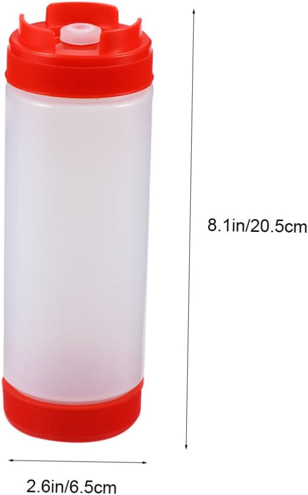 Two-headed 20oz Squeeze Condiment Bottles Red Plastic Ketchup and Salad Dressing Storage Dispensers for Kitchen and Dining Use image 2