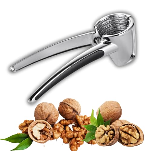 Image of Walnut Cracker Opener Multifunction Stainless Steel Tool for Almonds, Brazil Nuts, Hazelnuts, Chestnuts, Pistachios, Sunflower Seeds Portable Nutcracker for Inshell, Akhrot, Pista (Silver)