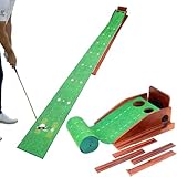 Golf Putting Green Indoor - Practice Uphill Putts, 3-Level Adjustable Incline, Auto Ball Return and Foldable Solid Wood Base, Golf Training Aid for Home, Office, Backyard - Golf Putting Mat