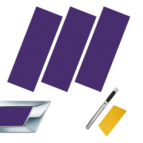 Image of Compatible with 11.8 inch x 4 inch Chevy Bowtie Emblem Wrap Logo Stickers Cut DIY Decals for Chevy 3PCS Purple
