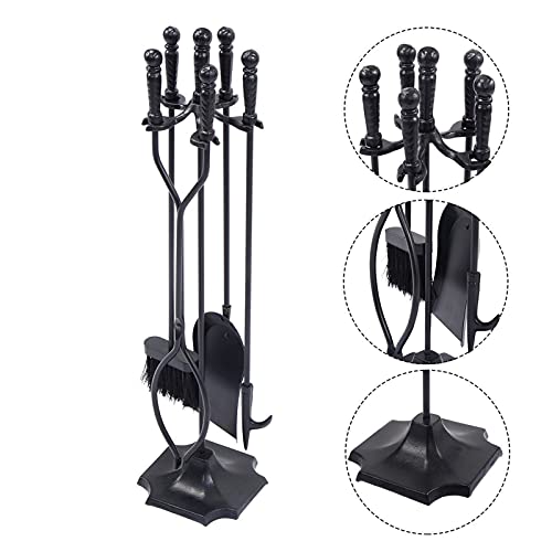 Haard Hulpmiddel 5 PC'S HARDTH TOOL PULIER SET Fire TOOLS SET BLACK 31 '' Sokkelbasis Vuurplaats gereedschapset - Image 4