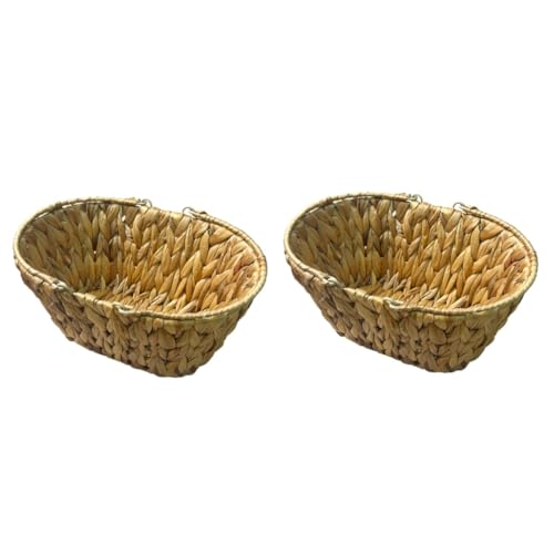 Cabilock 2 Piezas Cesta de almacenamiento mini cesta recolectora exterior tapa cestas de mimbre cestas almacenaje contenedor de misceláneas cesta tejida hierba de