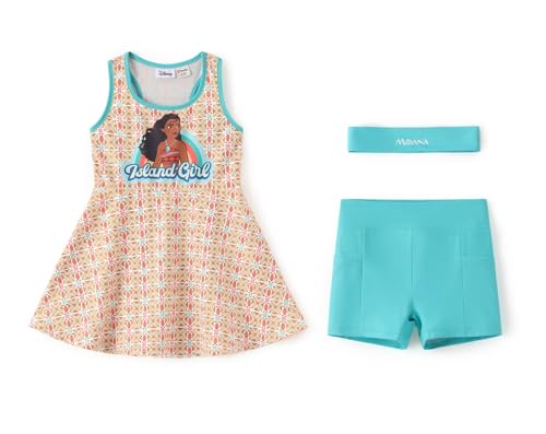 Image of Disney Frozen Elsa Princess Stitch Minnie Girls Tennis Dress Sleeveless Golf Outfit with Shorts Pocket & Headband 2-9 Years