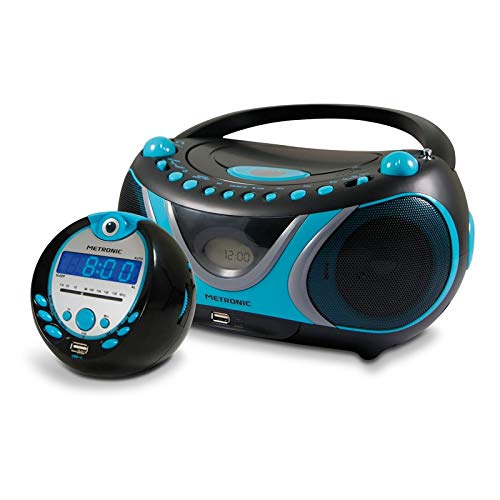 METRONIC 477295 Offre Sportsman Radio CD-MP3 USB et Radio-réveil - Bleu et Noir Bleu