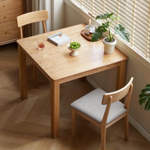 YESWOOD ダイニングテーブル 北米産FAS級オーク材 スクエア 無垢材 コンパクト シンプル 組立簡単 ナチュラル 100*100*76cm [2]